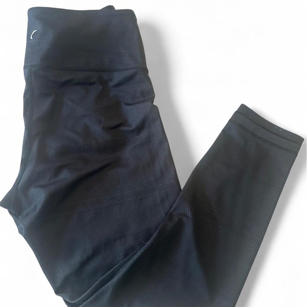 Zyia Active Leggings Womens 14-16 Black Tonal Print High Rise Compression 7/8